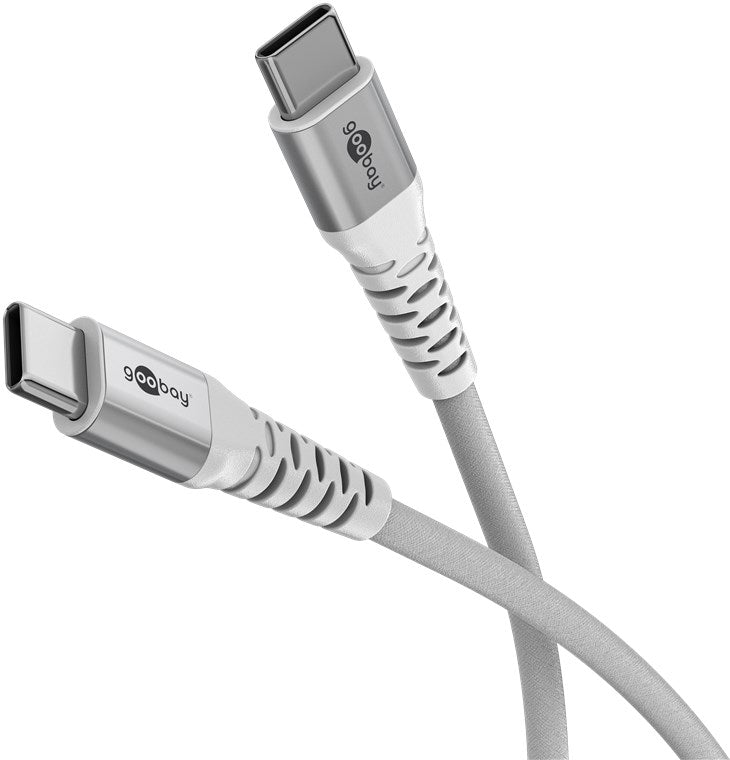 Cavo tessile USB-C supermorbido con connettori in metallo 3 m bianco Cavo tessile USB-C supermorbido con connettori in metallo 3 m bianco